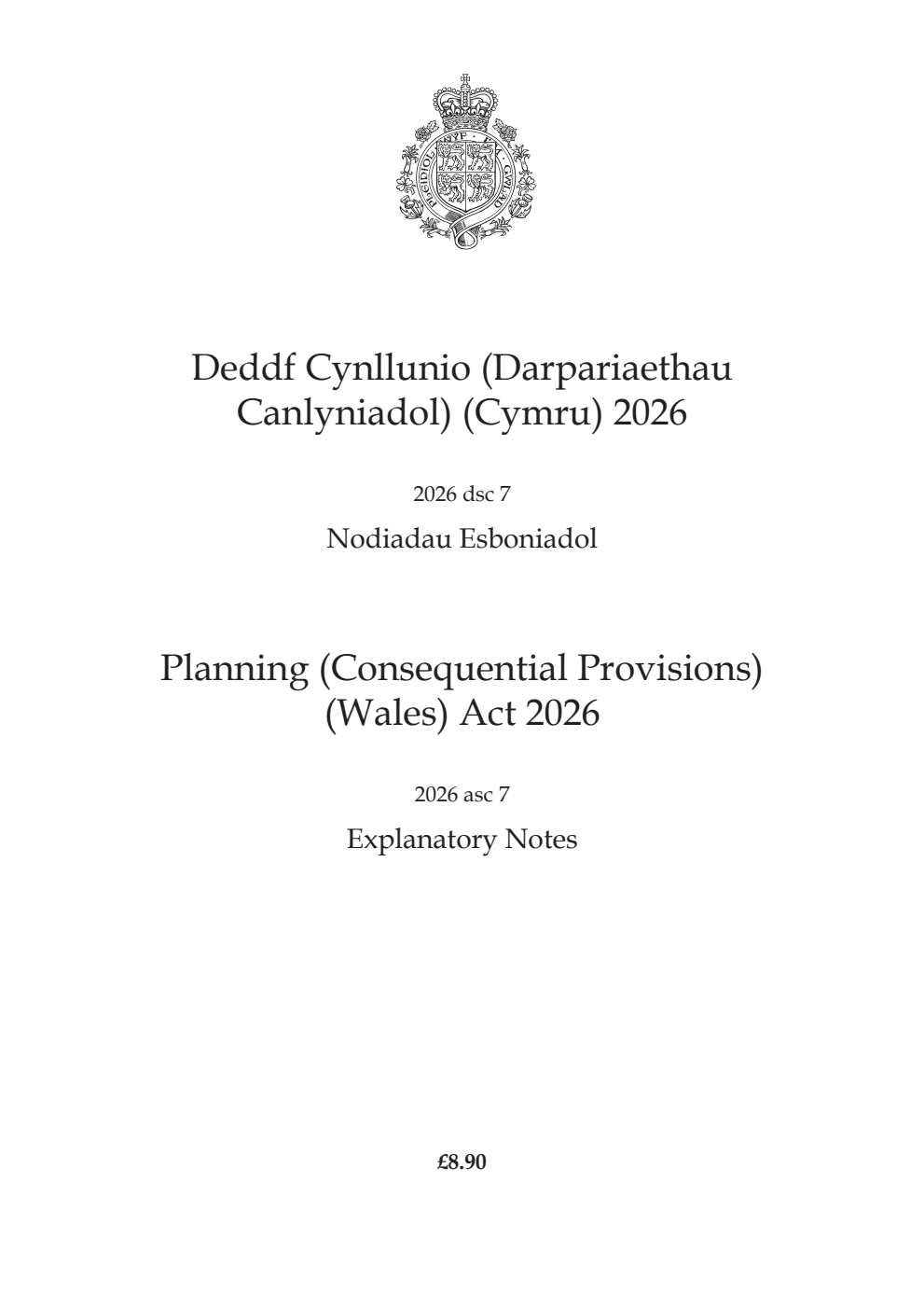 Planning (Consequential Provisions) (Wales) Act 2026: asc 7 Explanatory Notes