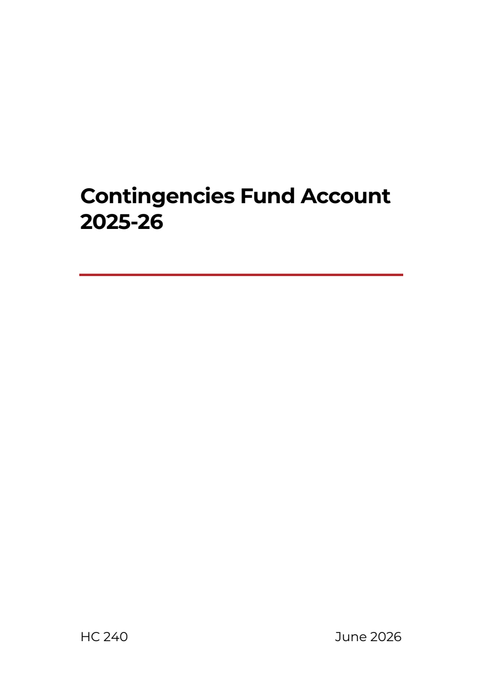 Contingencies Fund Account 2025-26