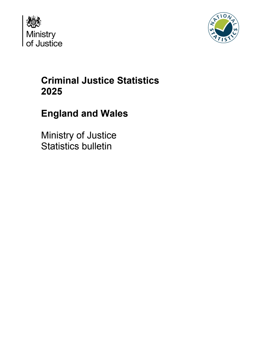 Criminal Justice Statistics 2025 England and Wales