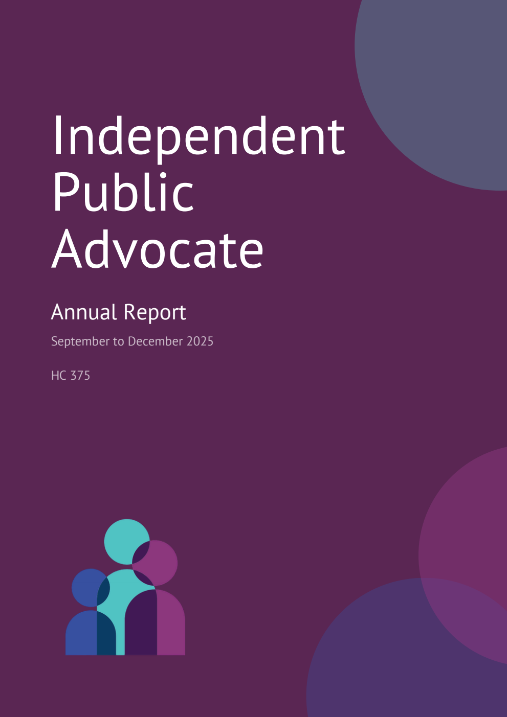 Independent Public Advocate for England and Wales 2025 Annual Report covering the period September to December 2025