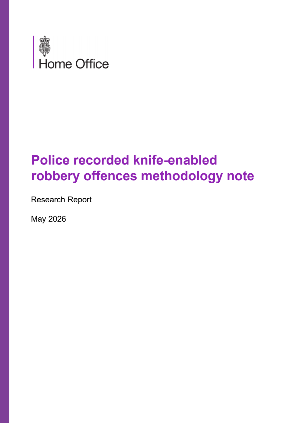 Home Office Research Report Police recorded knife-enabled robbery offences methodology note