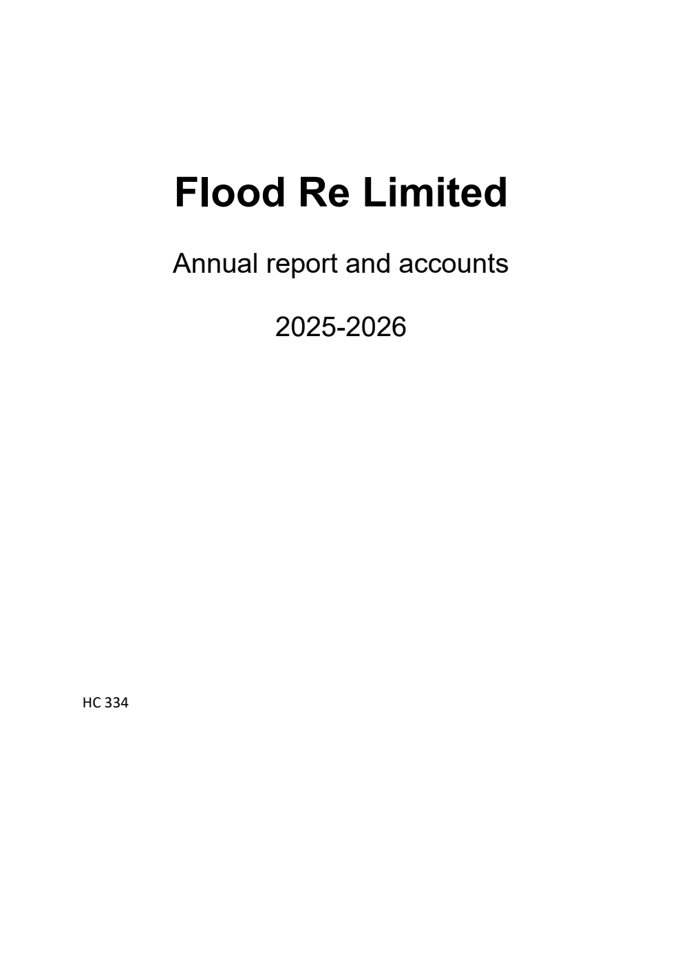 Flood Re Limited Annual report and accounts 2025-2026 for the period 1 April 2025 to 31 March 2026