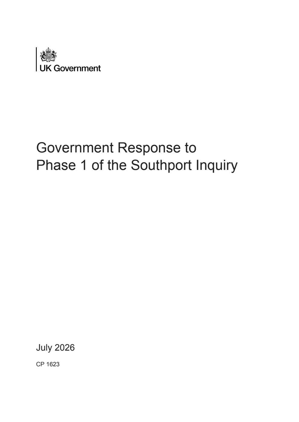 Government Response to Phase 1 of the Southport Inquiry