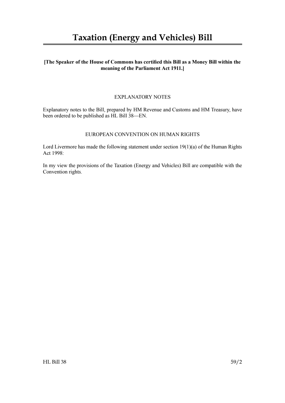 Taxation (Energy and Vehicles) Bill [as brought from the Commons]