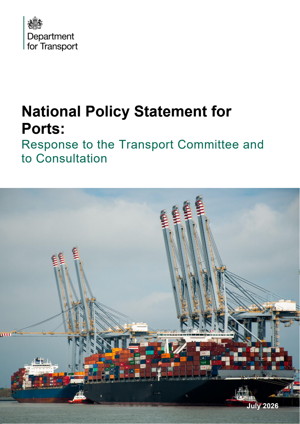 National Policy Statement for Ports: Response to the Transport Committee and to Consultation
