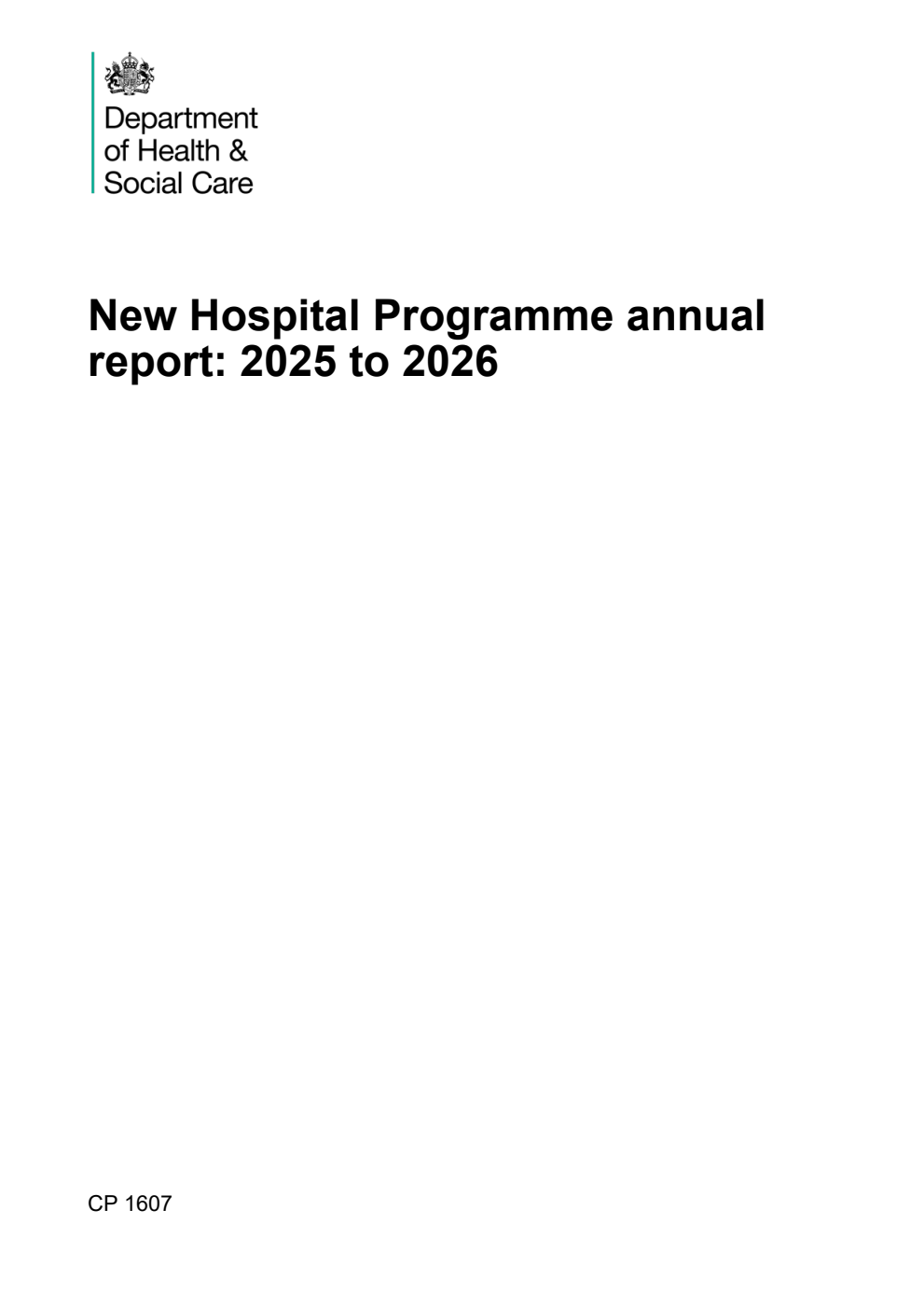 New Hospital Programme annual report: 2025 to 2026