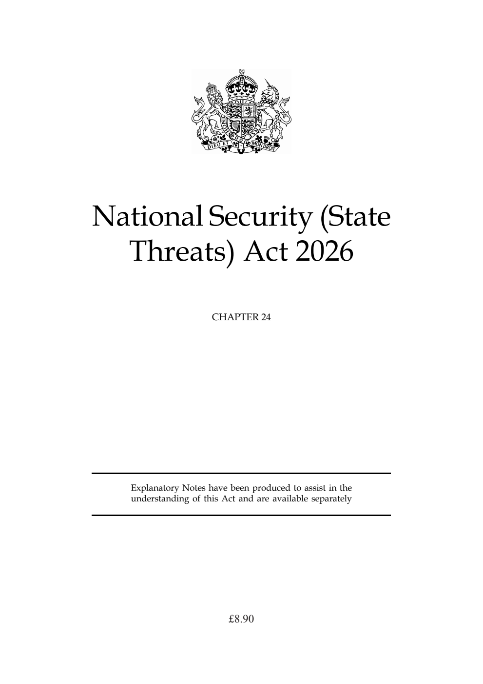 National Security (State Threats) Act 2026: Chapter 24