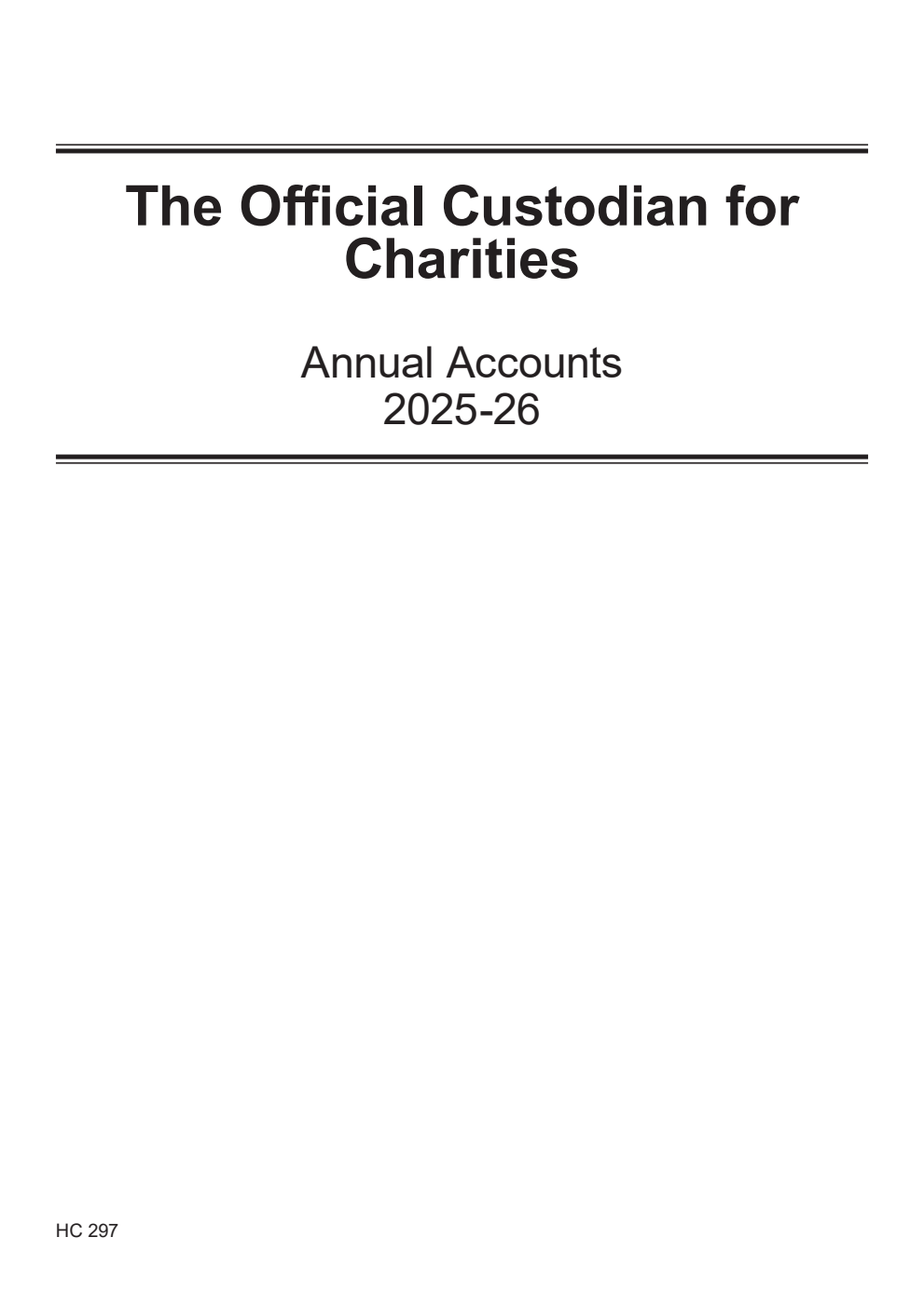 The Official Custodian for Charities Annual Accounts 2025-26 (for the year ended 31 March 2026)