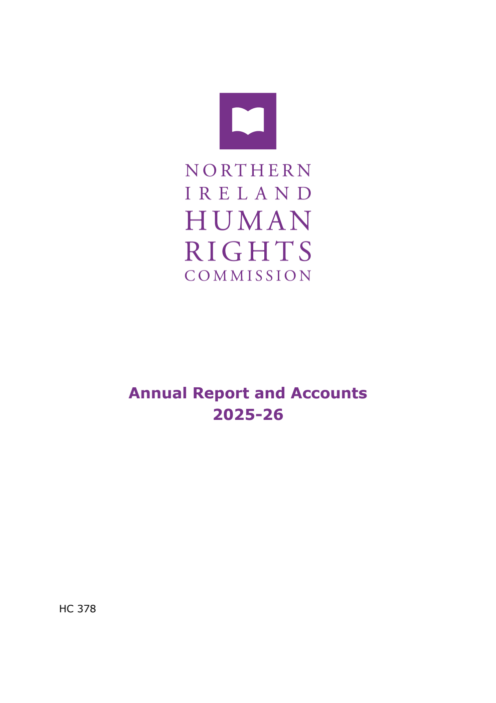 Northern Ireland Human Rights Commission Annual Report and Accounts 2025-26 for the period 1 April 2025 to 31 March 2026
