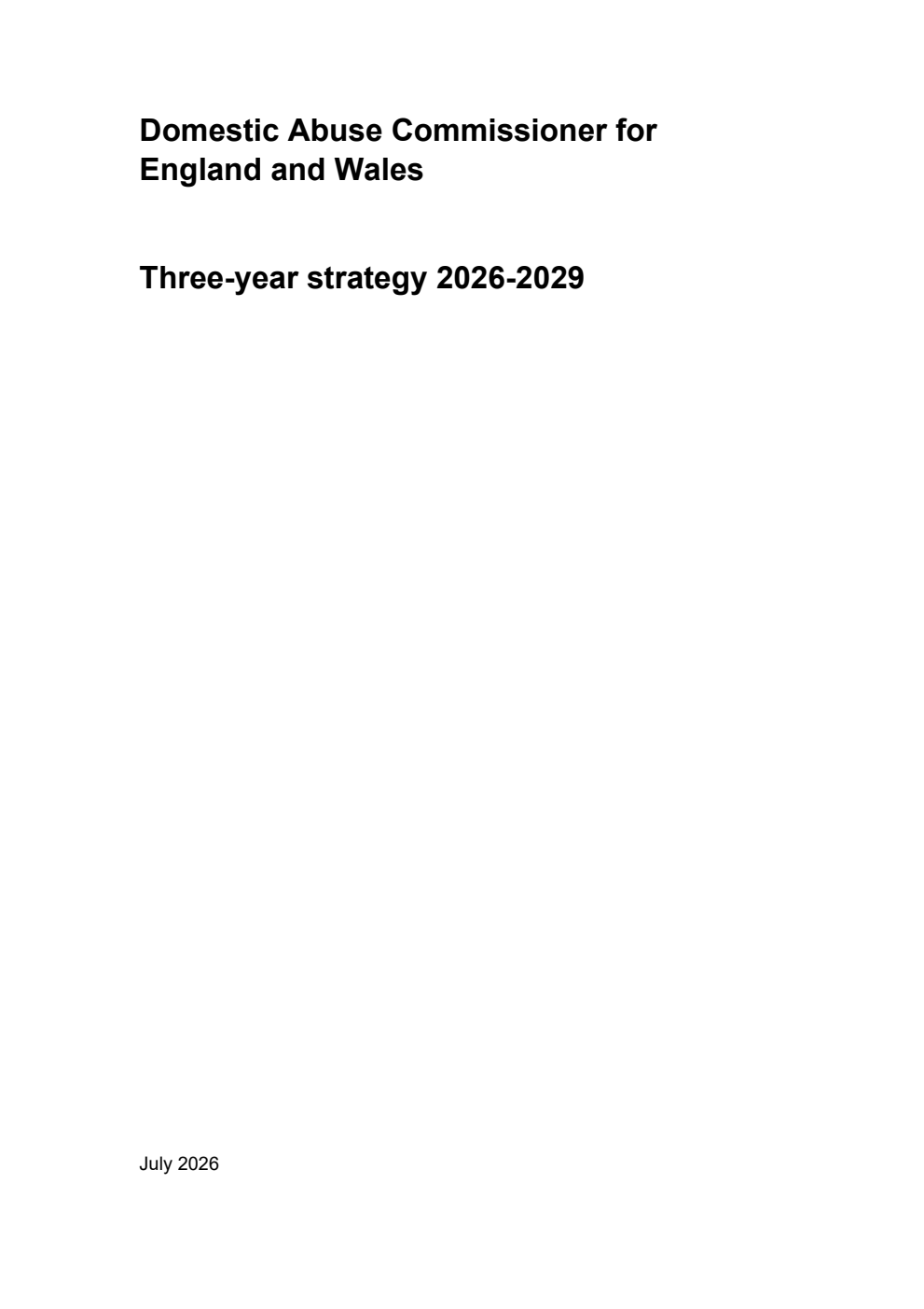 Domestic Abuse Commissioner for England and Wales Three-year strategy 2026-2029