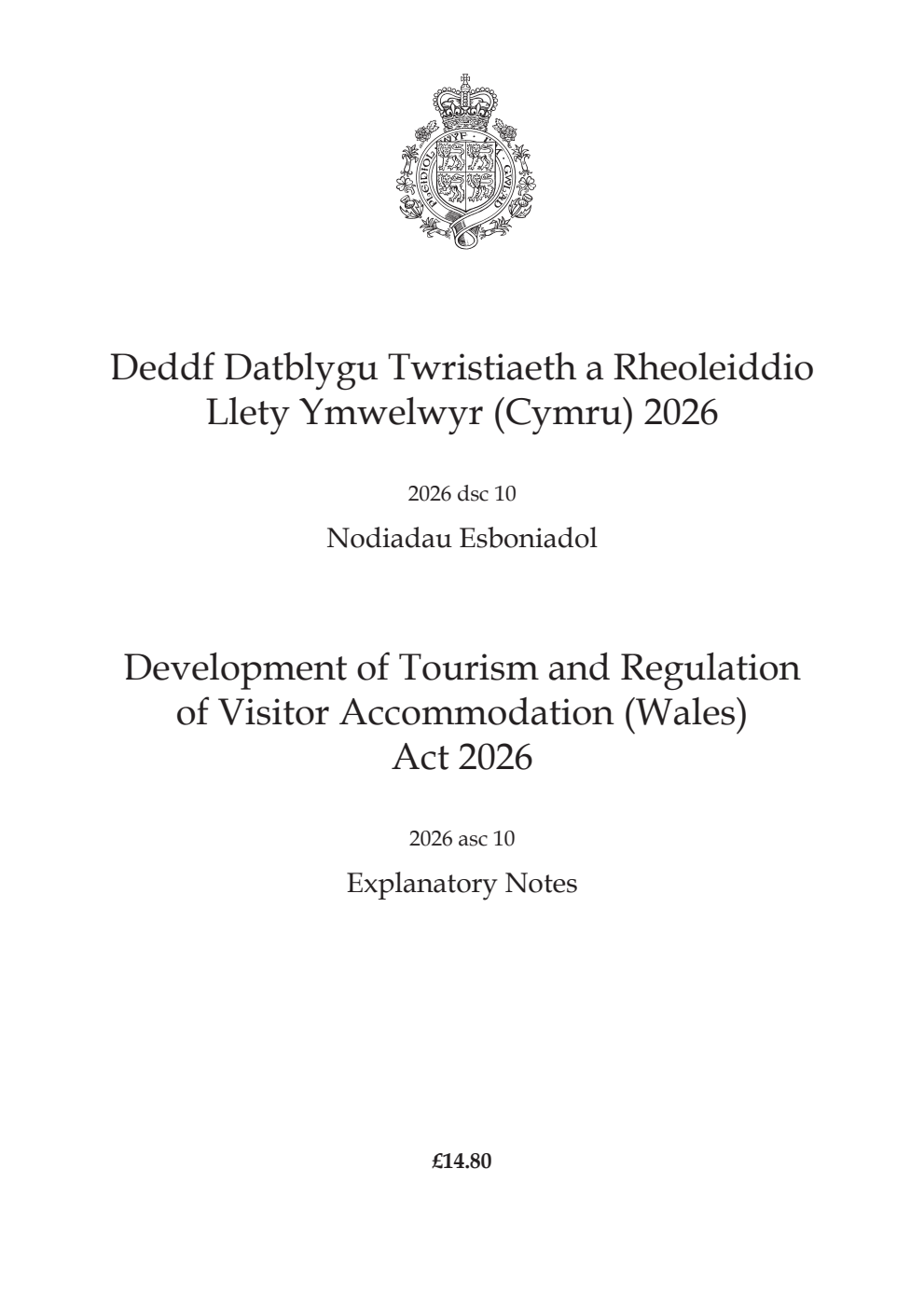 Development of Tourism and Regulation of Visitor Accommodation (Wales) Act 2026: asc 10 Explanatory Notes