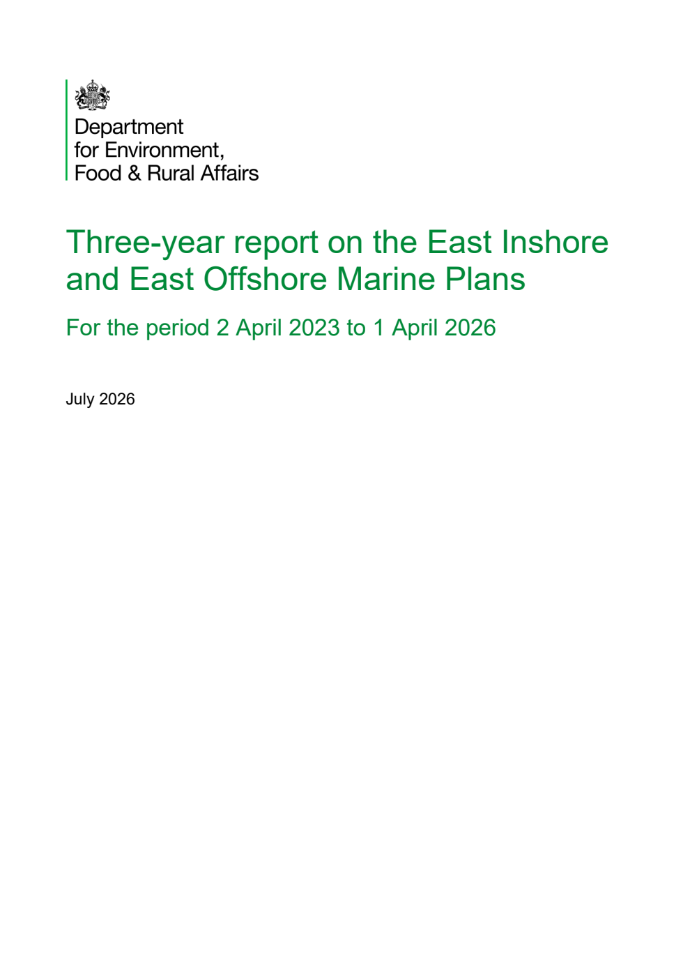 Three-year report on the East Inshore and East Offshore Marine Plans for the period 2 April 2023 to 1 April 2026