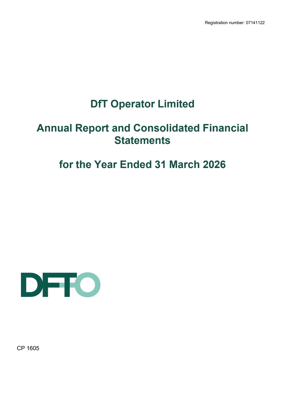 DfT Operator Limited Annual Report and Consolidated Financial Statements for the year ended 31 March 2026