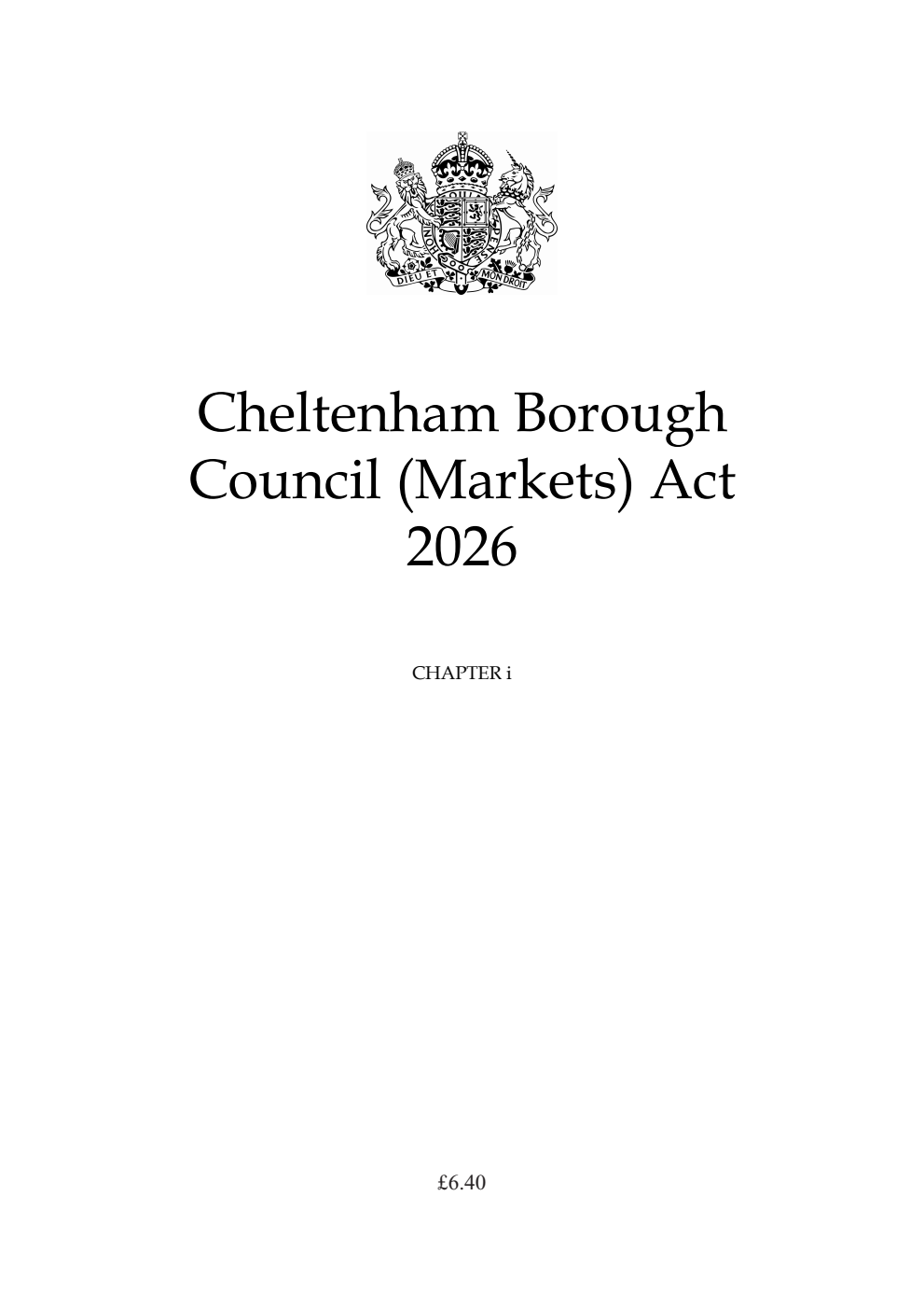 Cheltenham Borough Council (Markets) Act 2026 Chapter i