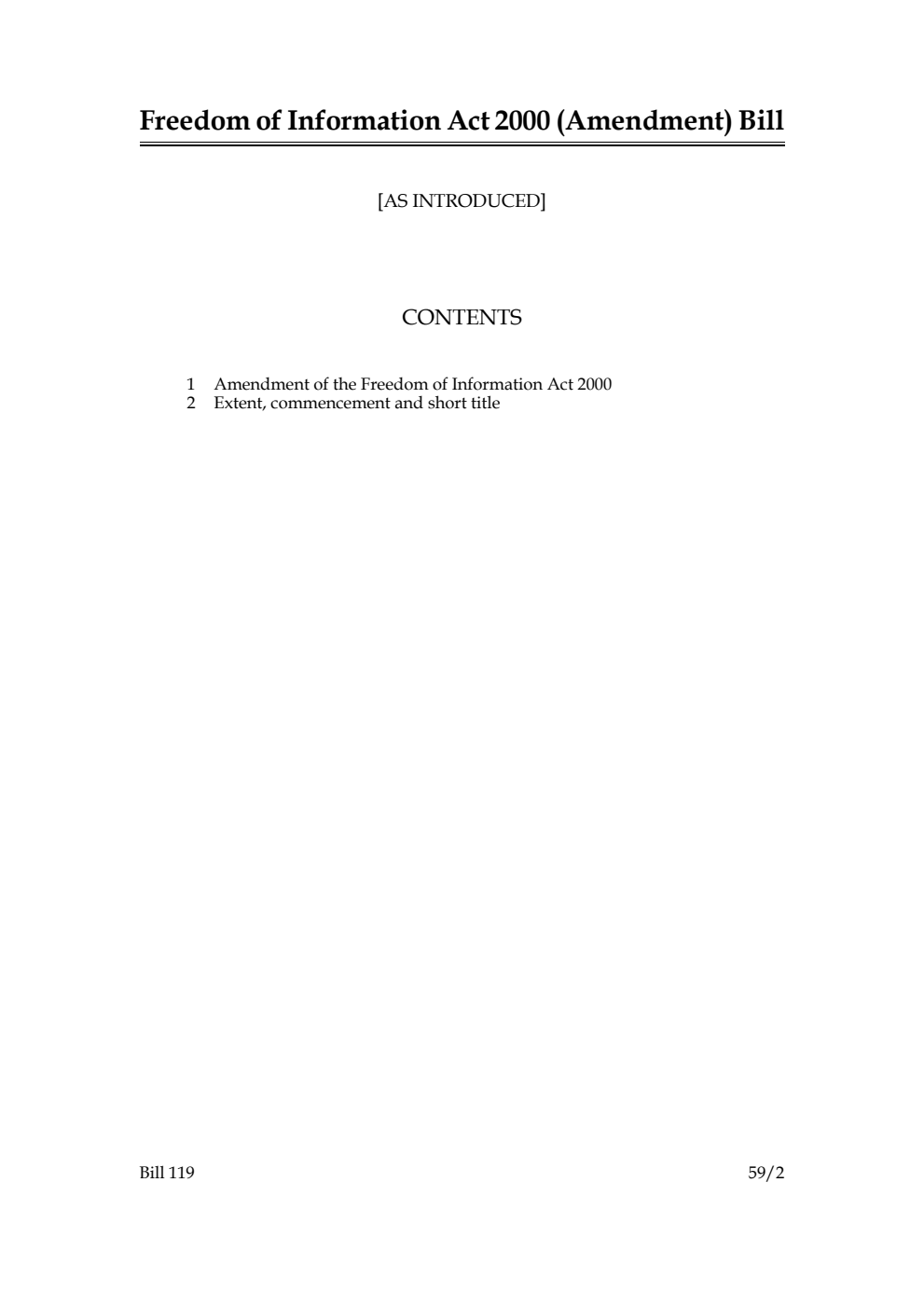 Freedom of Information Act 2000 (Amendment) Bill