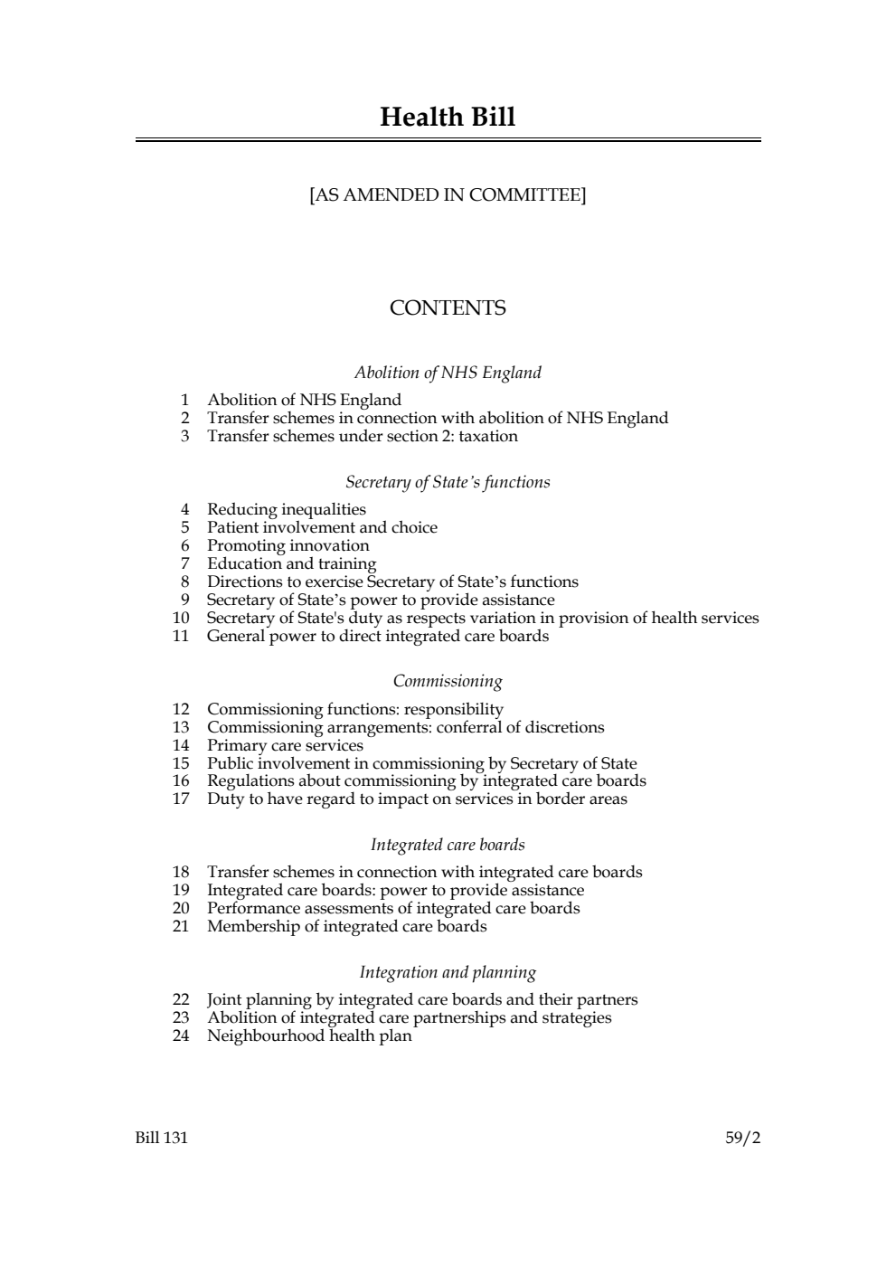 Health Bill [as amended in Committee]