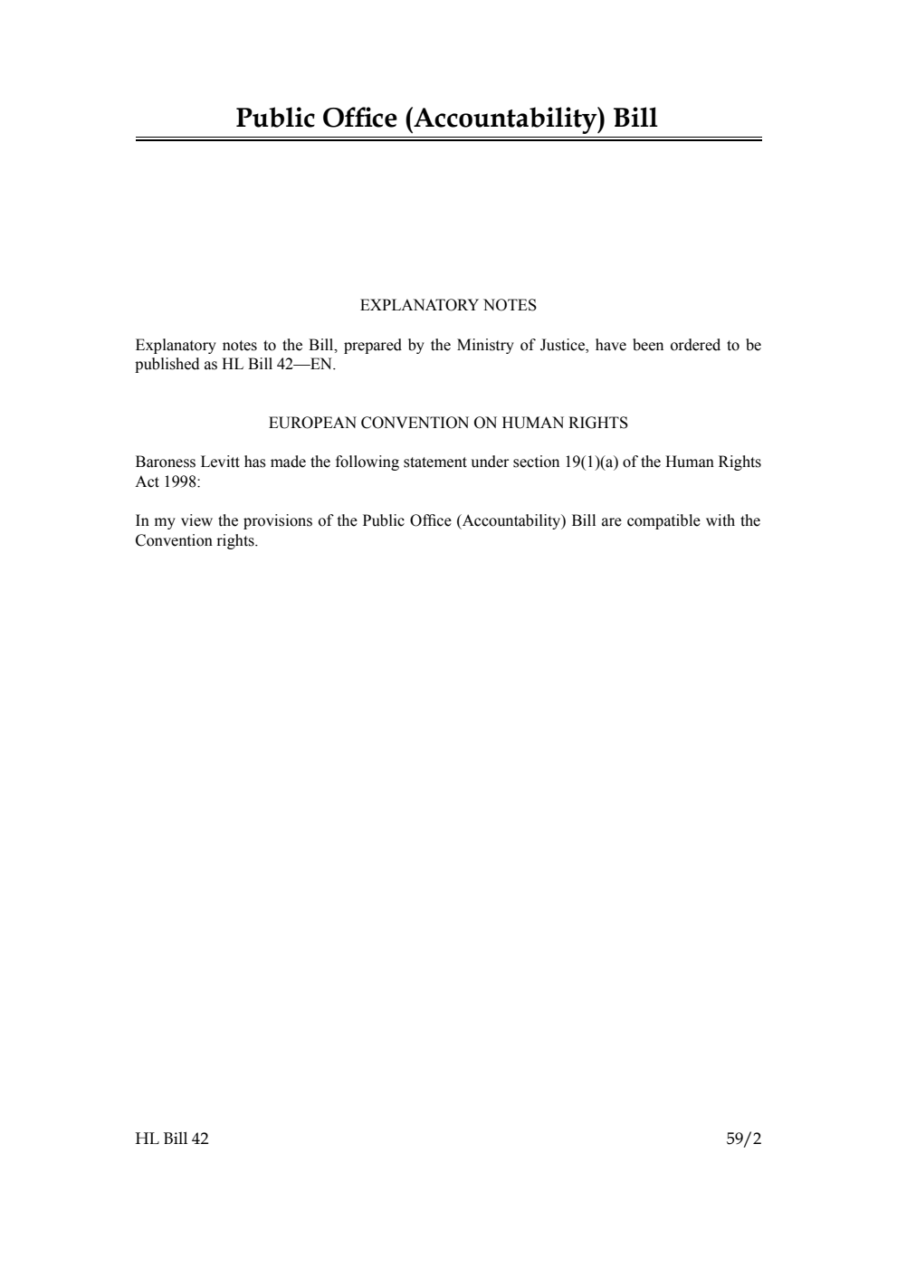 Public Office (Accountability) Bill [as brought from the Commons]