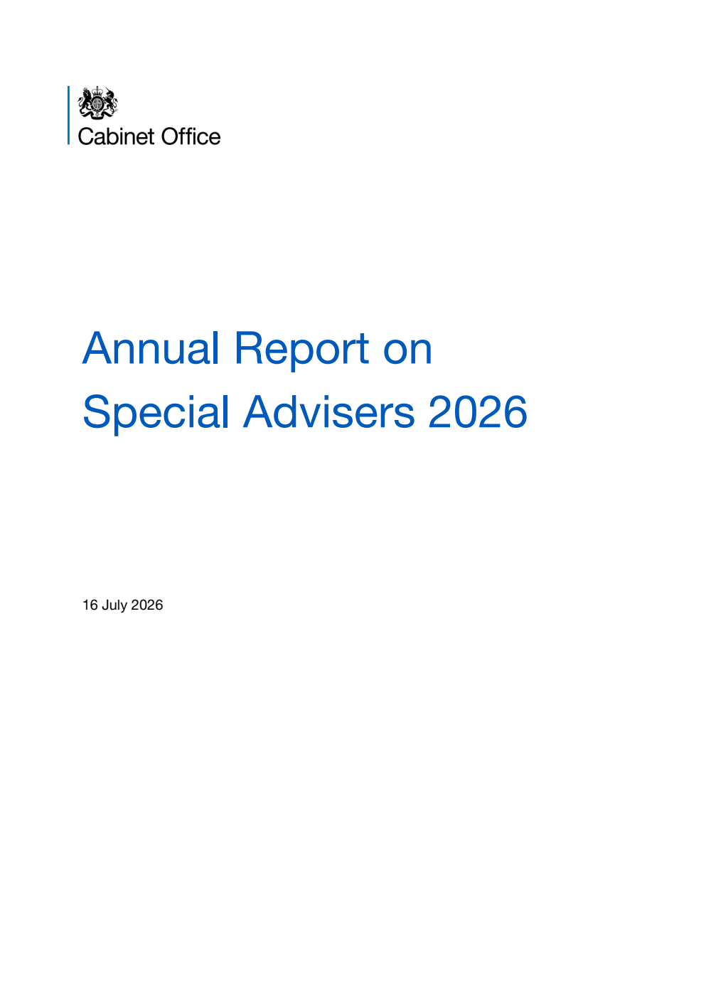Annual Report on Special Advisers 2026