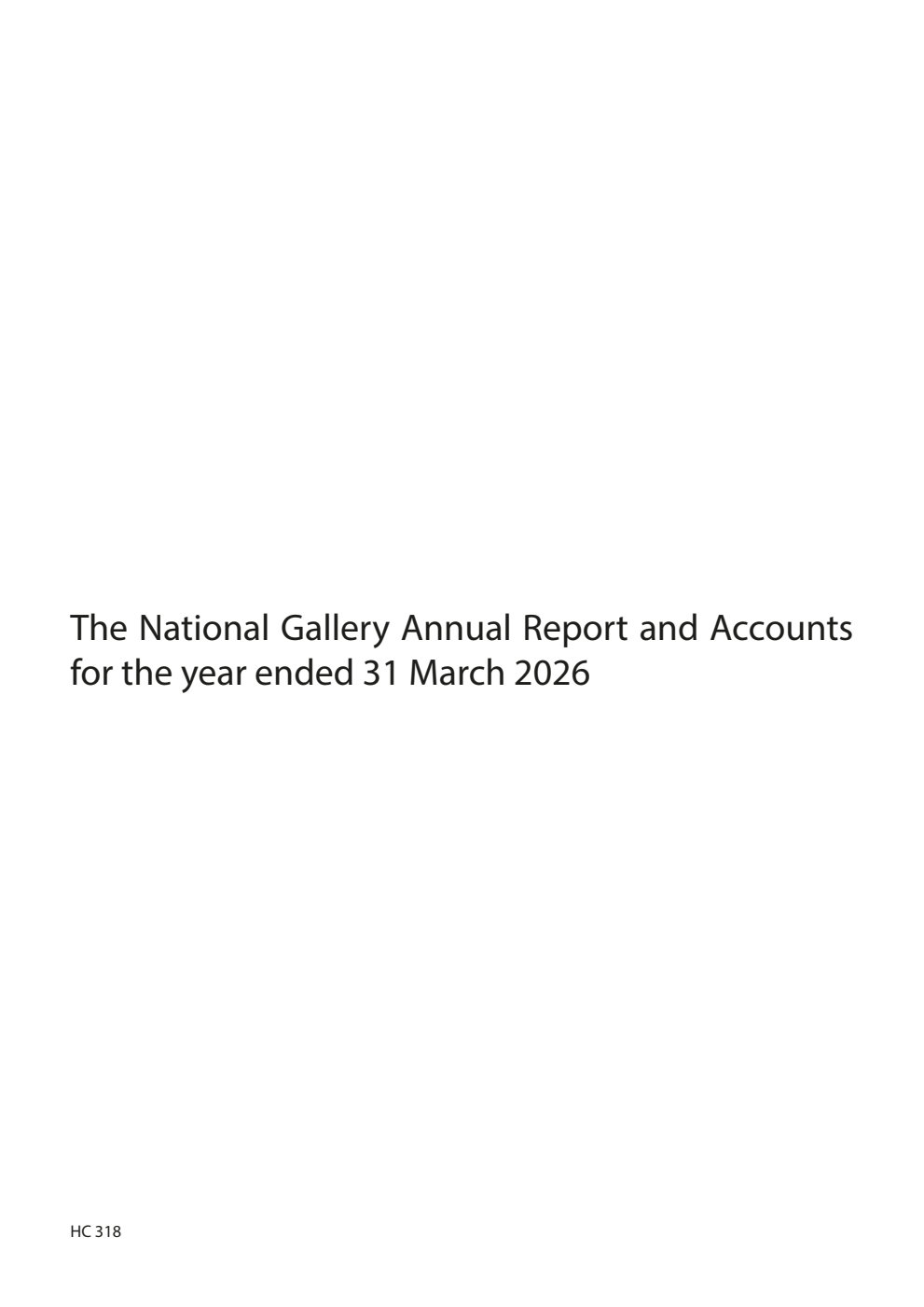 The National Gallery Annual Report and Accounts for the year ended 31 March 2026