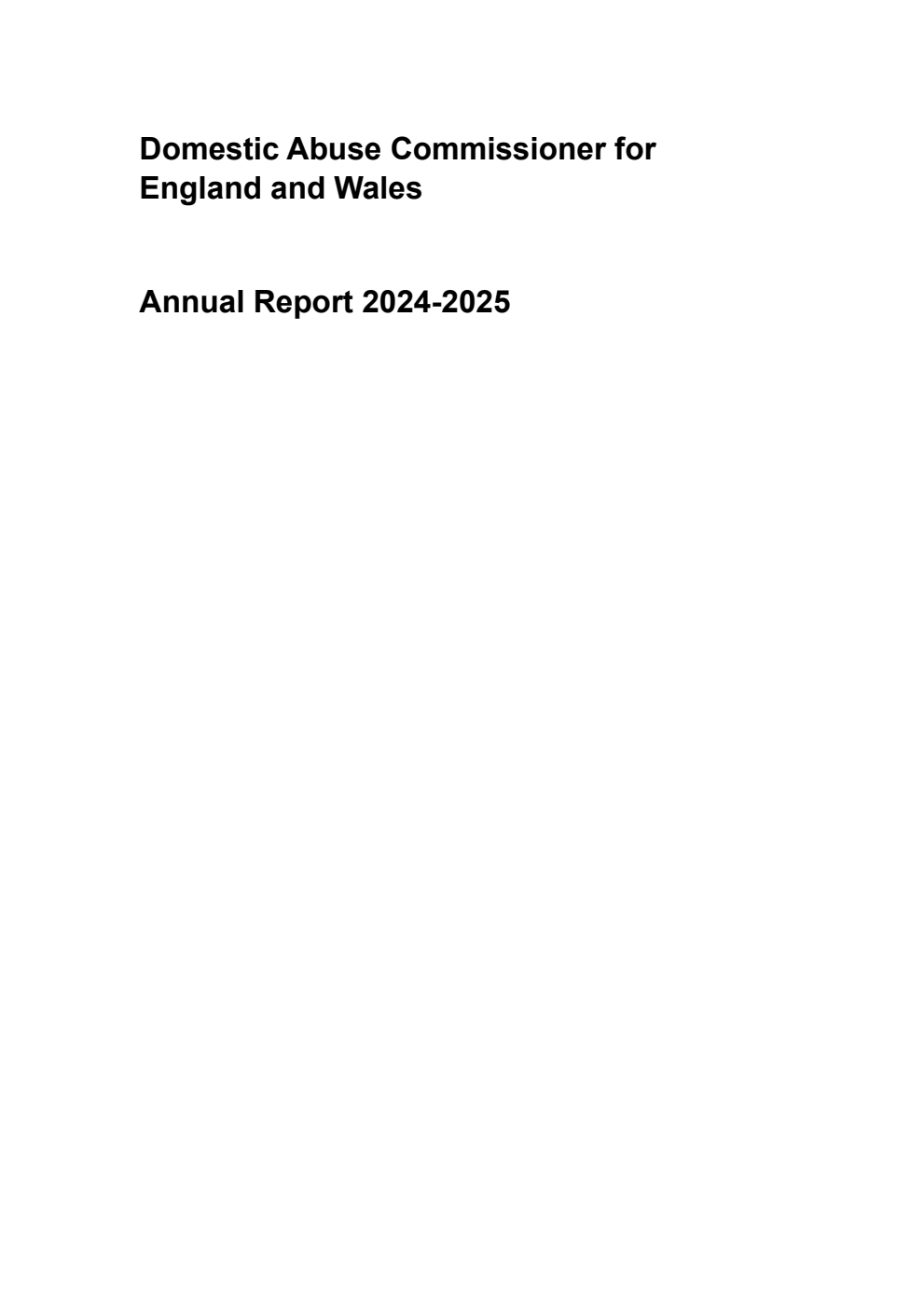 Domestic Abuse Commissioner for England and Wales Annual Report 2024-2025
