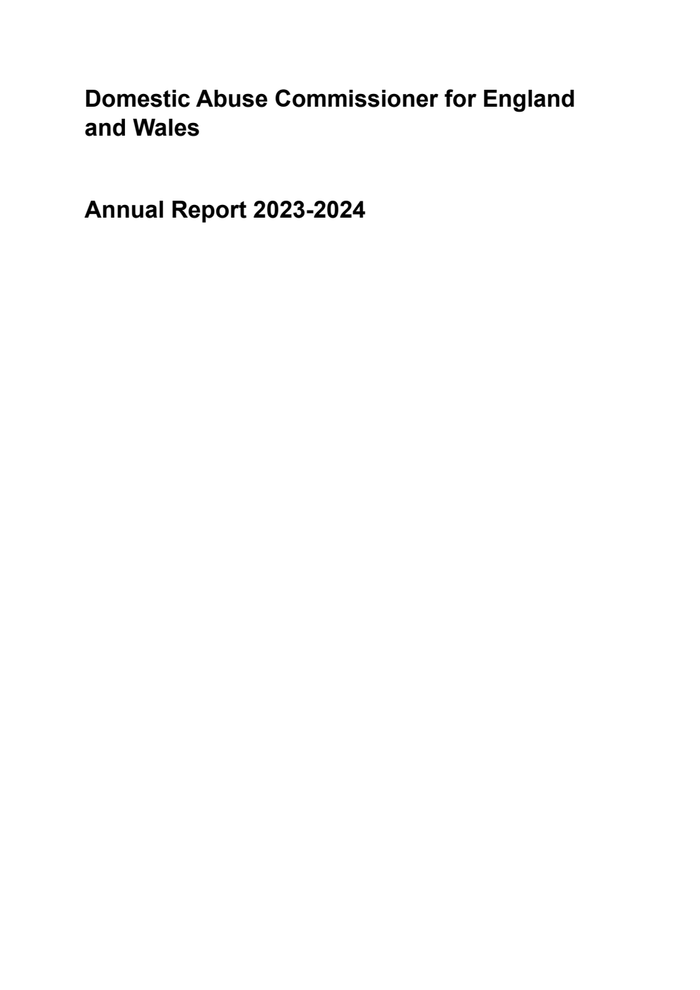 Domestic Abuse Commissioner for England and Wales Annual Report 2023-2024