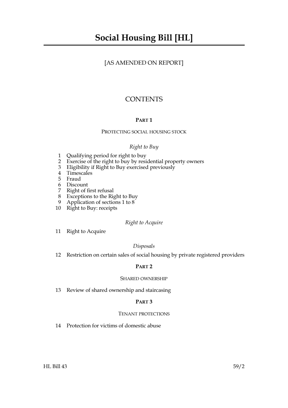 Social Housing Bill [as amended on Report]