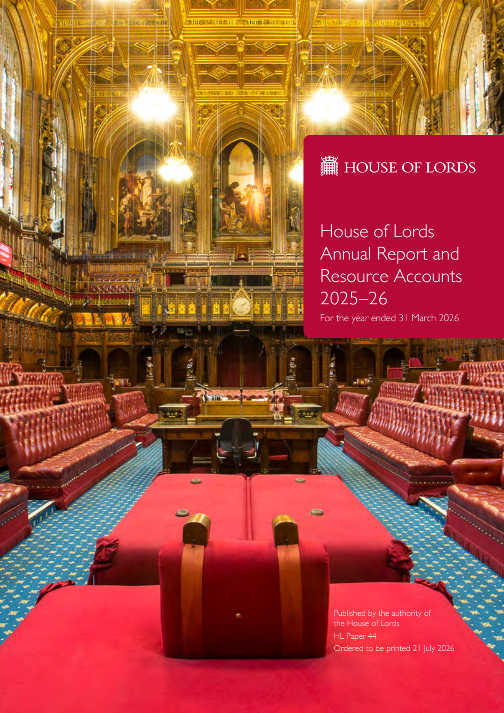 House of Lords Annual Report and Resource Accounts 2025-26 for the year ended 31 March 2026