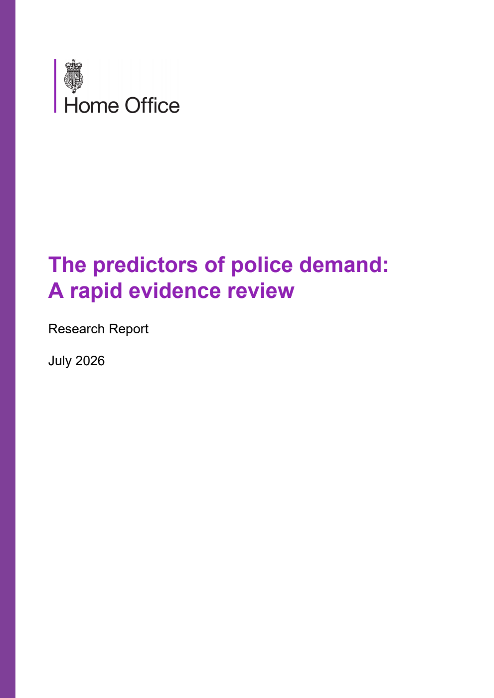Home Office Research Report The predictors of police demand: A rapid evidence review