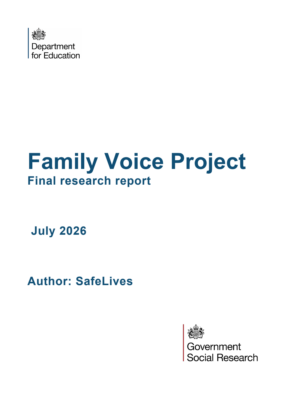 DFE-RR 1647 Family Voice Project - Final research report. July 2026
