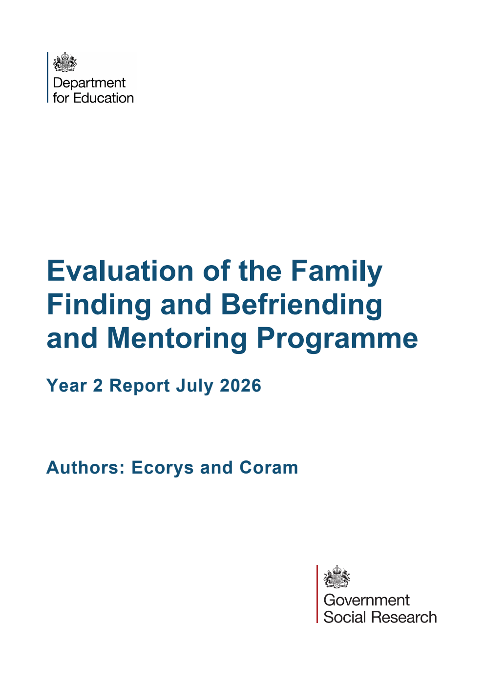 DFE-RR 1646 Evaluation of the Family Finding and Befriending and Mentoring Programme. Year 2 Report July 2026
