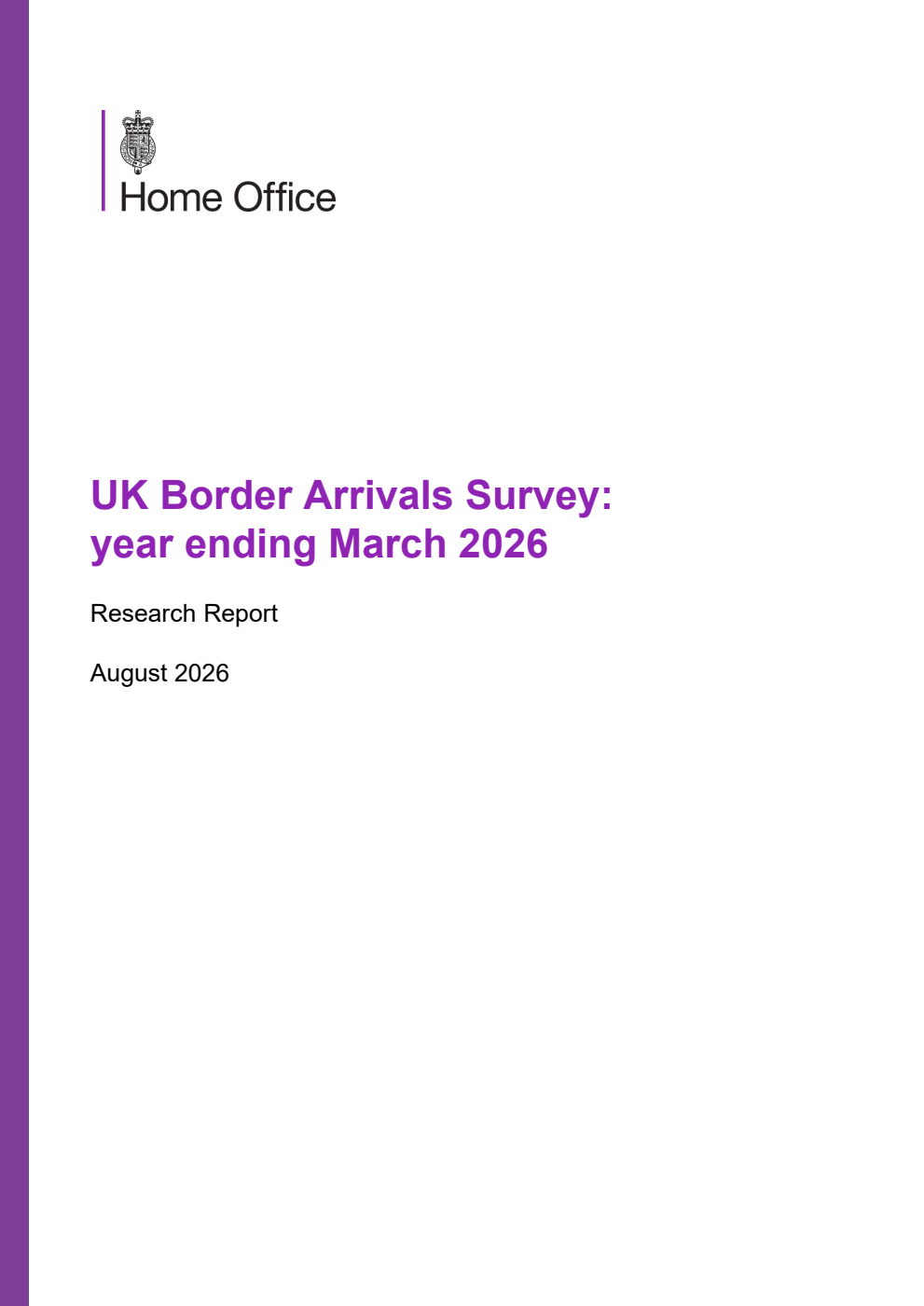 Home Office Research Report UK Border Arrivals Survey: year ending March 2026