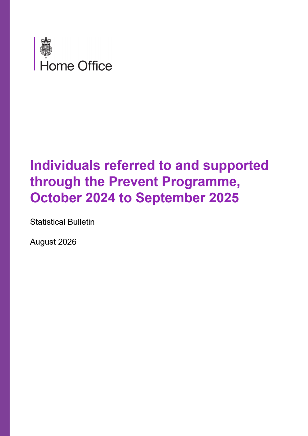 Home Office Statistical Bulletin Individuals referred to and supported through the Prevent Programme, October 2024 to September 2025