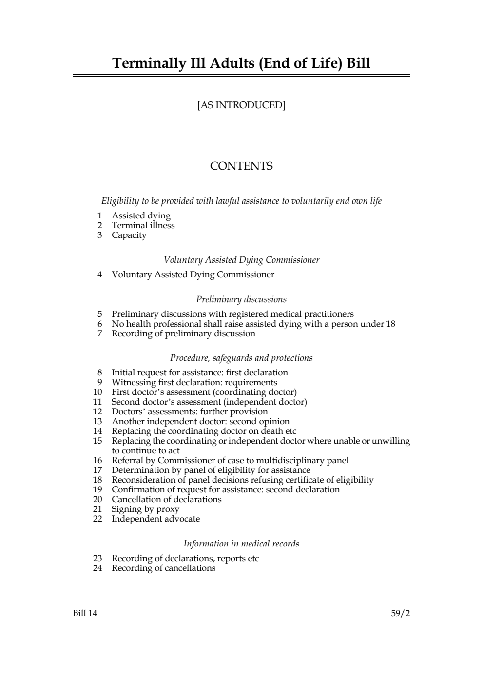 Terminally Ill Adults (End of Life) Bill