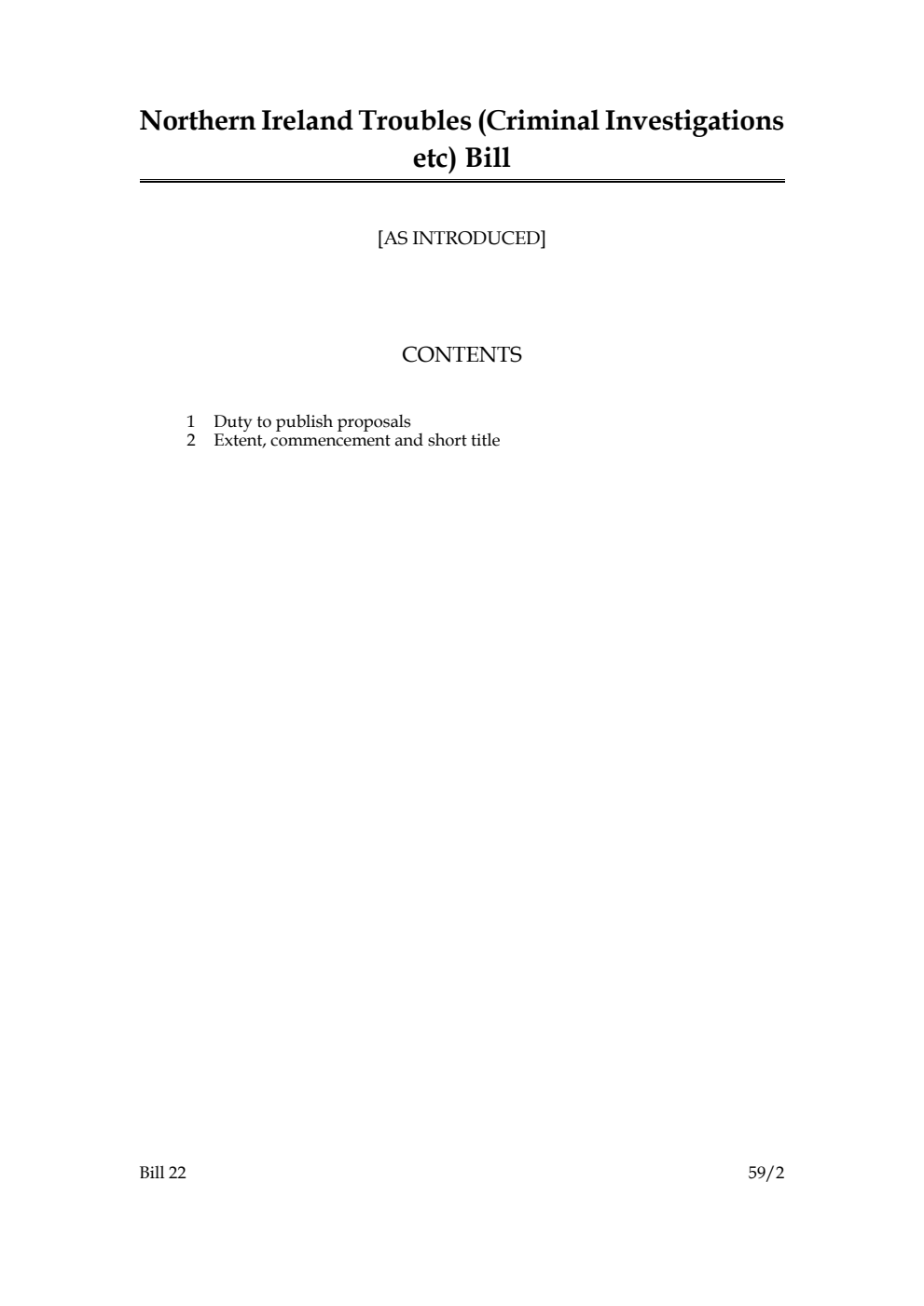 Northern Ireland Troubles (Criminal Investigations etc) Bill