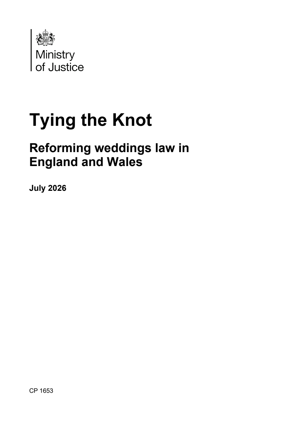 Tying the Knot: Reforming weddings law in England and Wales. Updated, July 2026
