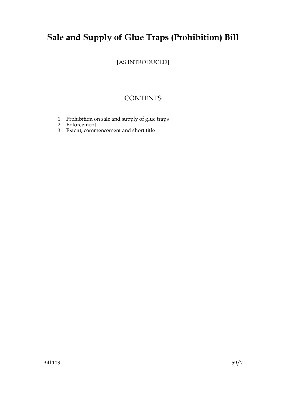 Sale and Supply of Glue Traps (Prohibition) Bill