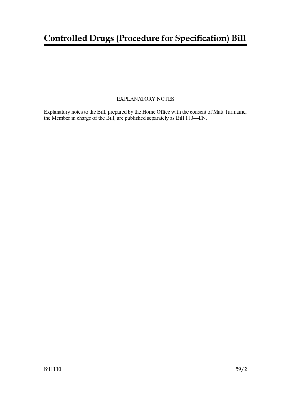 Controlled Drugs (Procedure for Specification) Bill