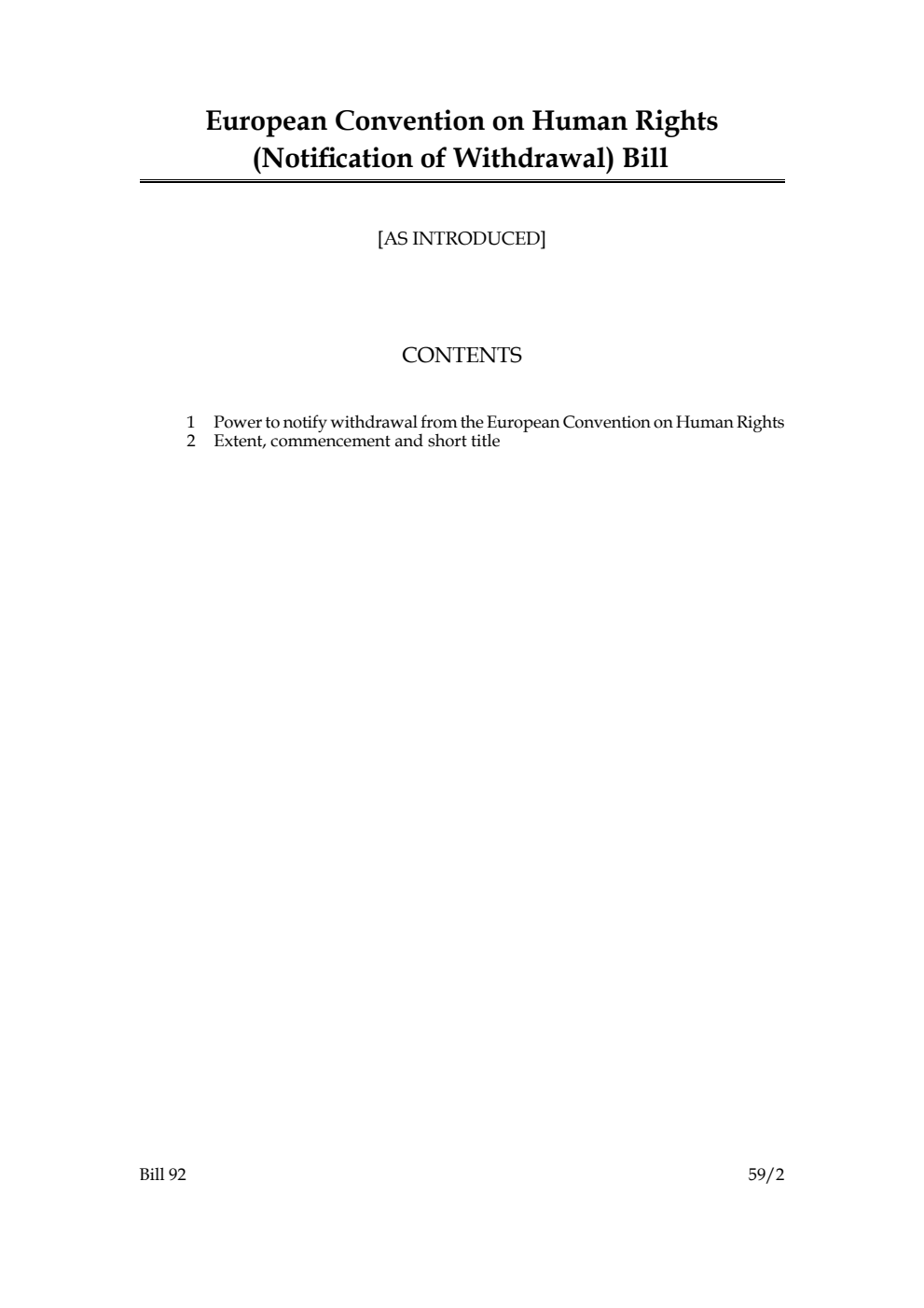 European Convention on Human Rights (Notification of Withdrawal) Bill