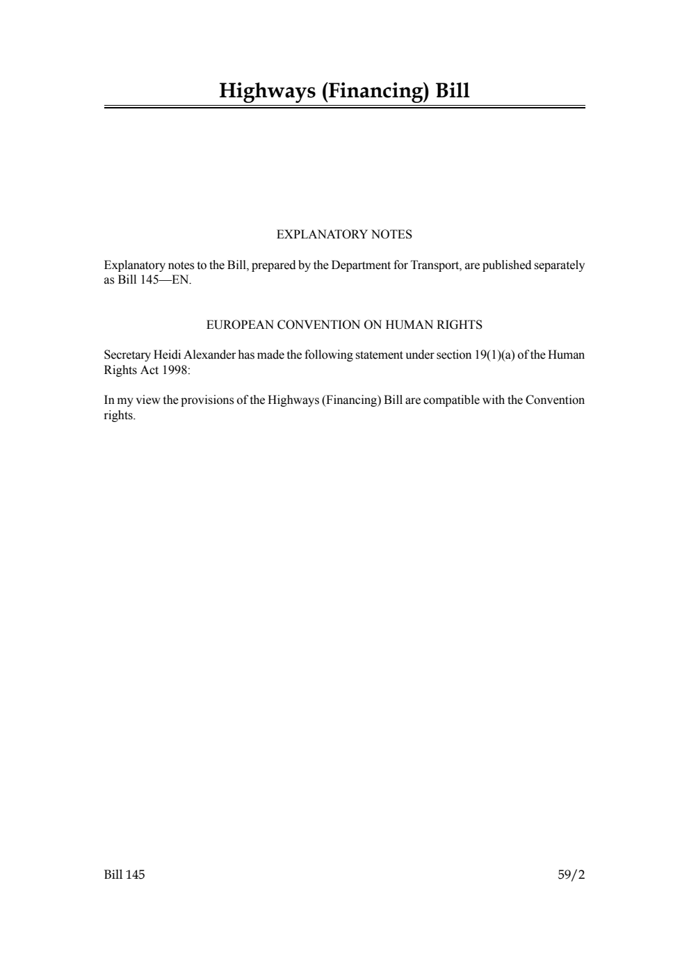Highways (Financing) Bill
