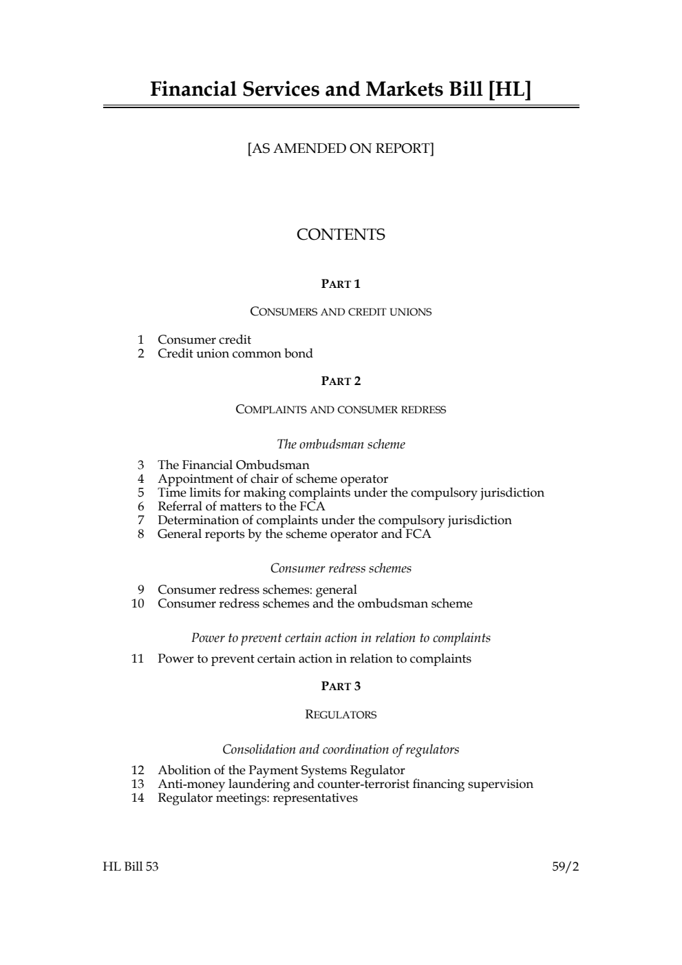 Financial Services and Markets Bill [as amended on Report]