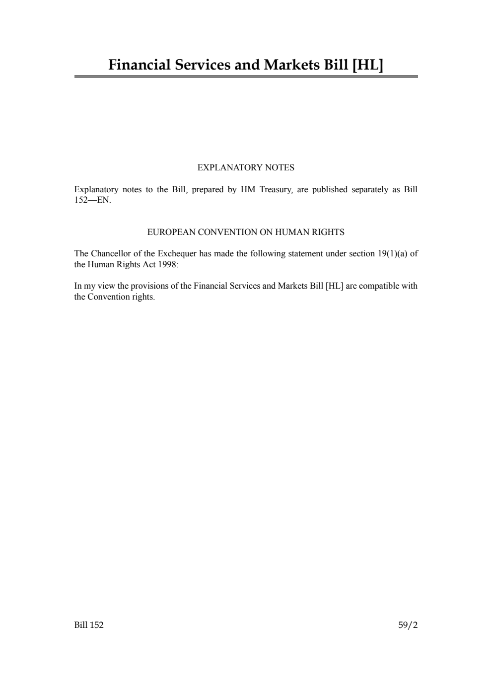 Financial Services and Markets Bill [as brought from the Lords]