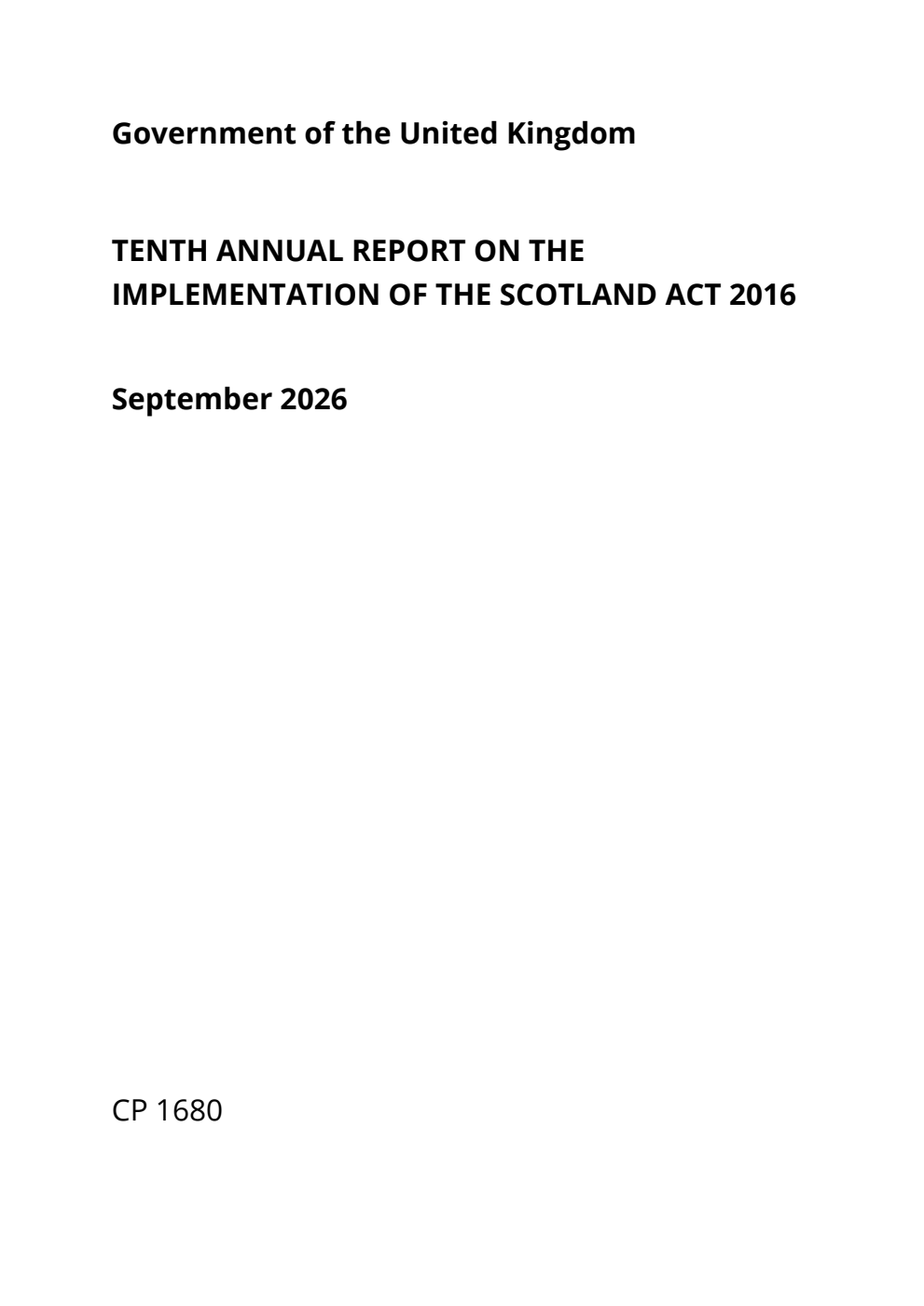 Tenth Annual Report on the Implementation of the Scotland Act 2016
