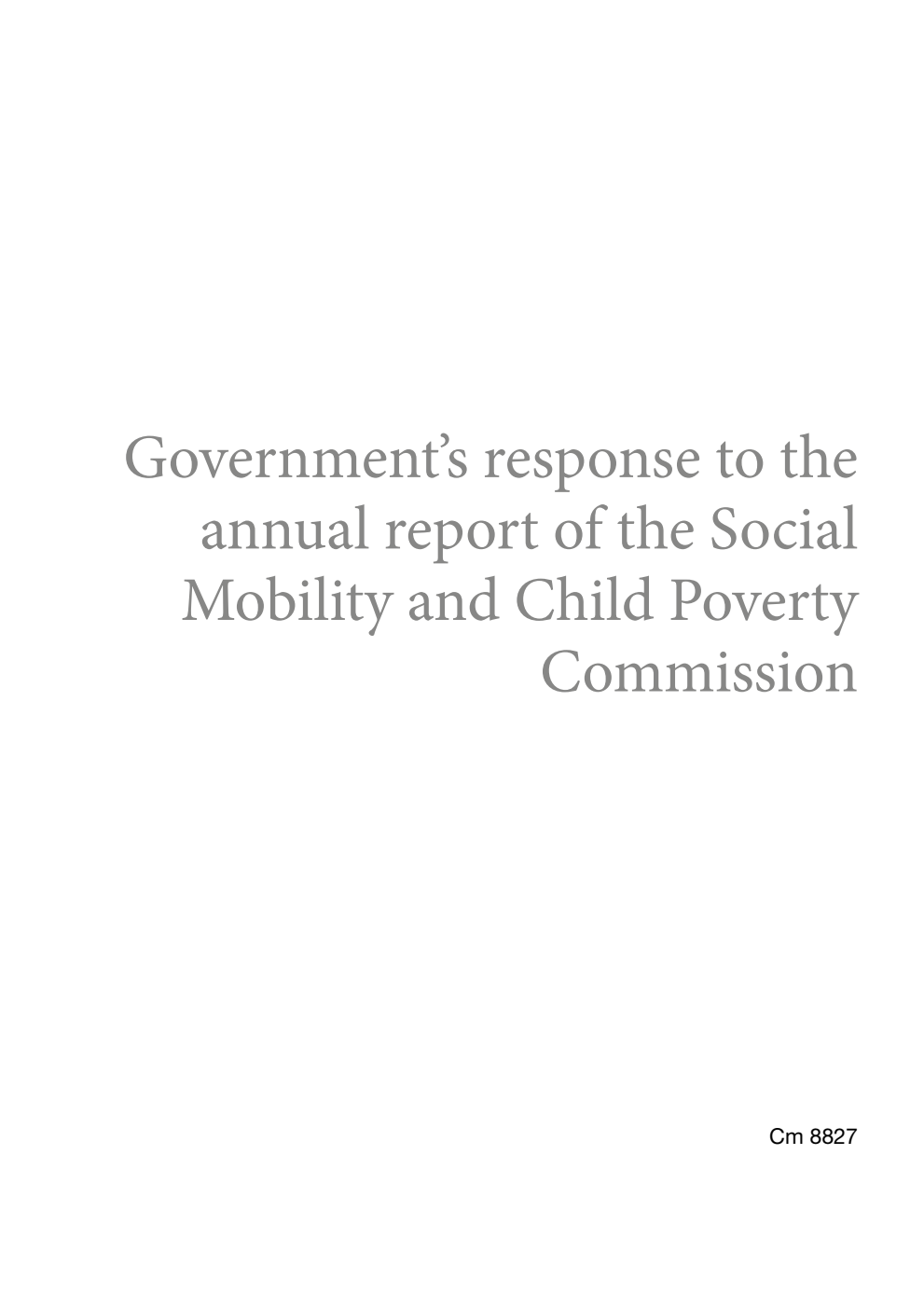 Government's response to the annual report of the Social Mobility and Child Poverty Commission