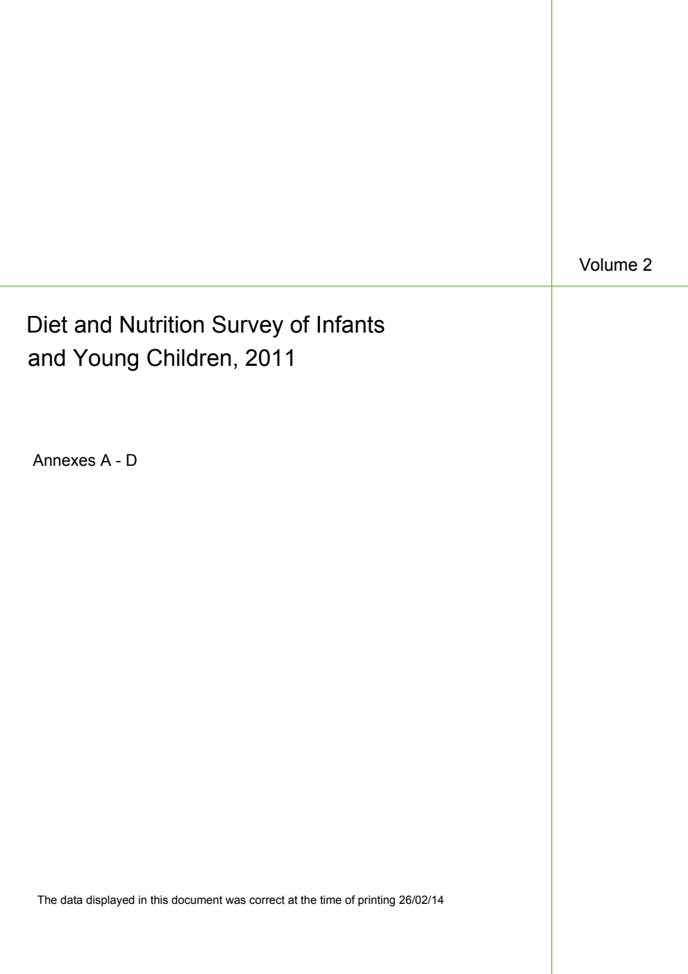 Diet and Nutrition Survey of Infants and Young Children, 2011 Volume 2 Annexes A - D