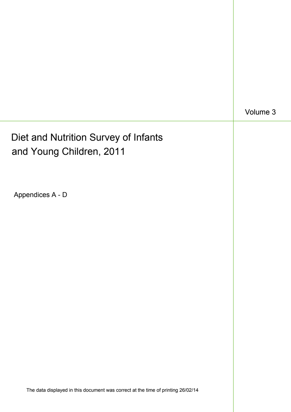 Diet and Nutrition Survey of Infants and Young Children, 2011 Volume 3 Appendices A - D