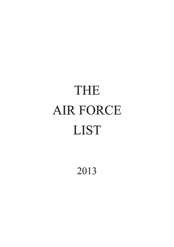 The Air Force List 2013