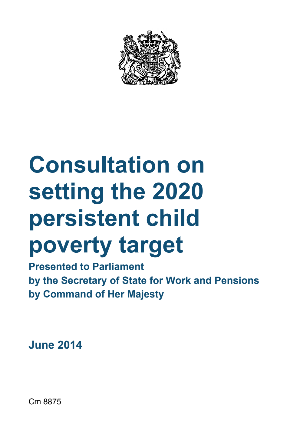 Consultation on setting the 2020 persistent child poverty target