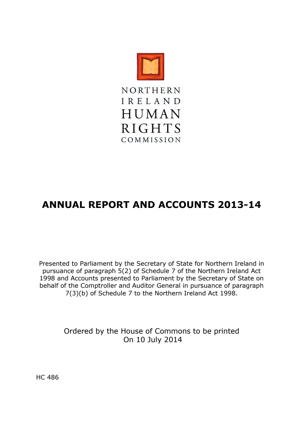 Northern Ireland Human Rights Commission Annual Report and Accounts 2013-14