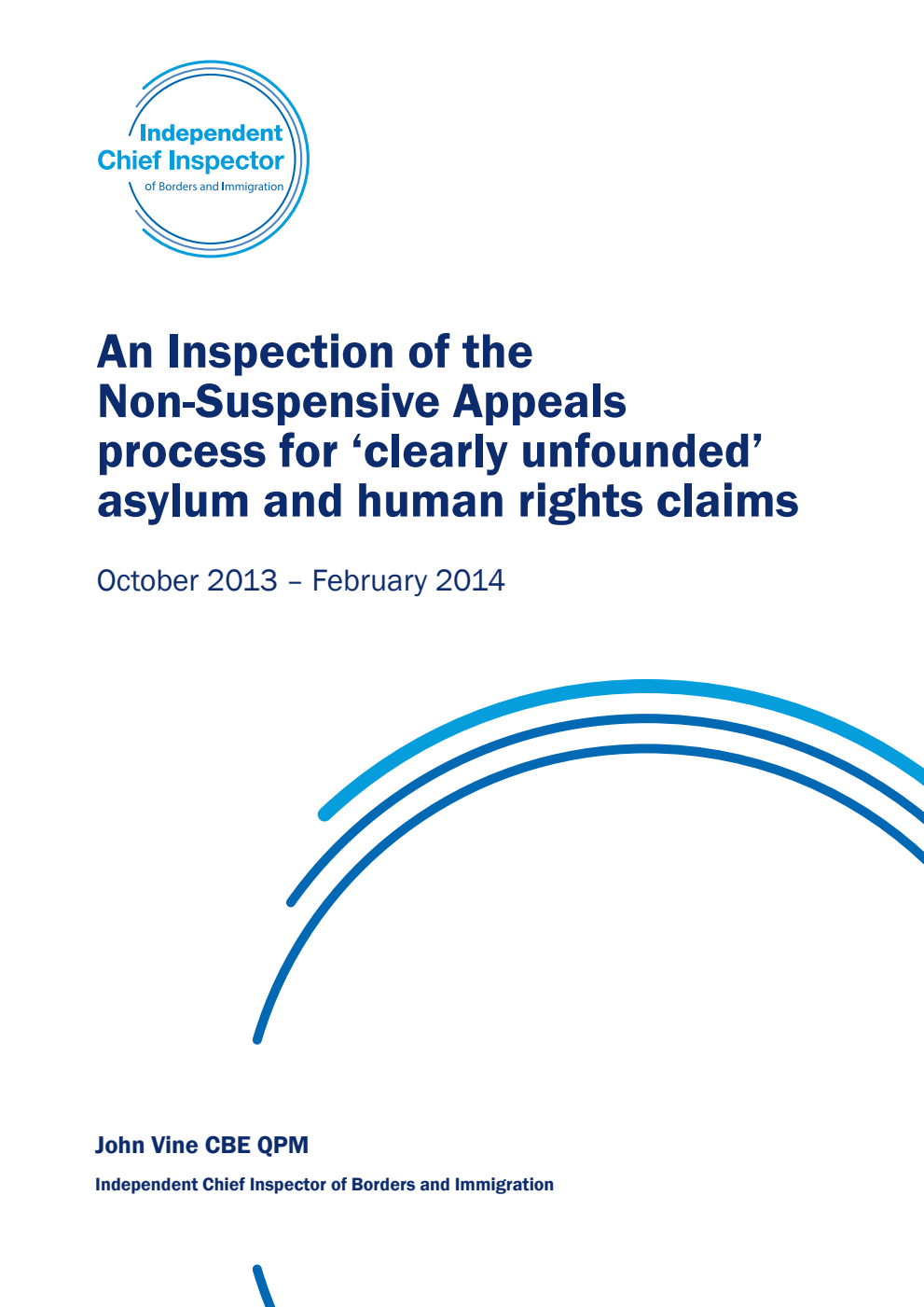 An Inspection of the Non-Suspensive Appeals process for 'clearly unfounded' asylum and human rights claims