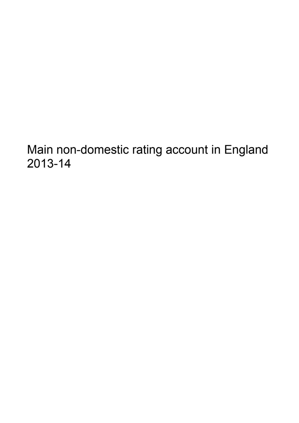 Main non-domestic rating account in England 2013-14